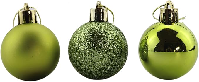 Bestjybt 24pcs 1.18" Small Christmas Ball Ornaments Shatterproof Christmas Decorations Tree Balls for Holiday Wedding Party Decoration, Tree Ornaments Hooks Included (Green, 3cm/1.18")