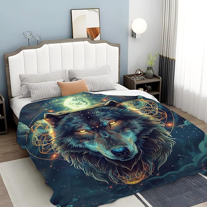 Tijuboni Wolf Throw Blanket Wolf Gifts for Girls Boys Women Men Kids Adults Soft Flannel Fleece Blanket for Couch Sofa Bed Home Decor 60"x80"