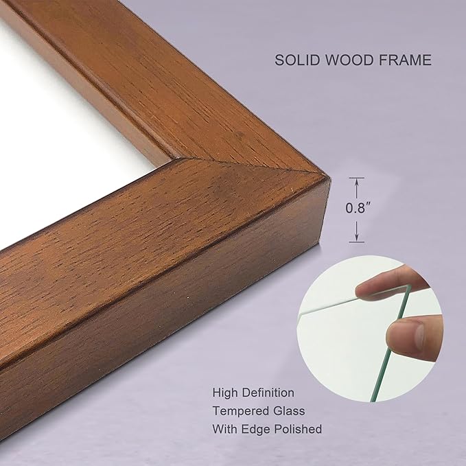8x10 Picture Frame Set of 2 Made of Solid Wood Photo Frame with Real Glass for Pictures 5x7 with Mat or 8x10 Without Mat, Wall Gallery or Tabletop display Picture Frames, Brown
