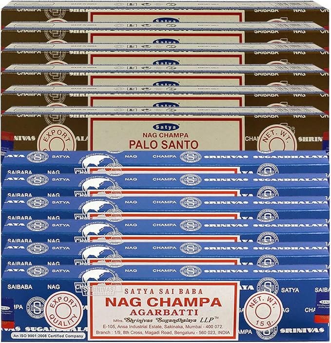 Nag Champa Incense Sticks and Palo Santo Incense Sticks with Incense Holder Bundle for Home Fragrance and Spiritual Décor
