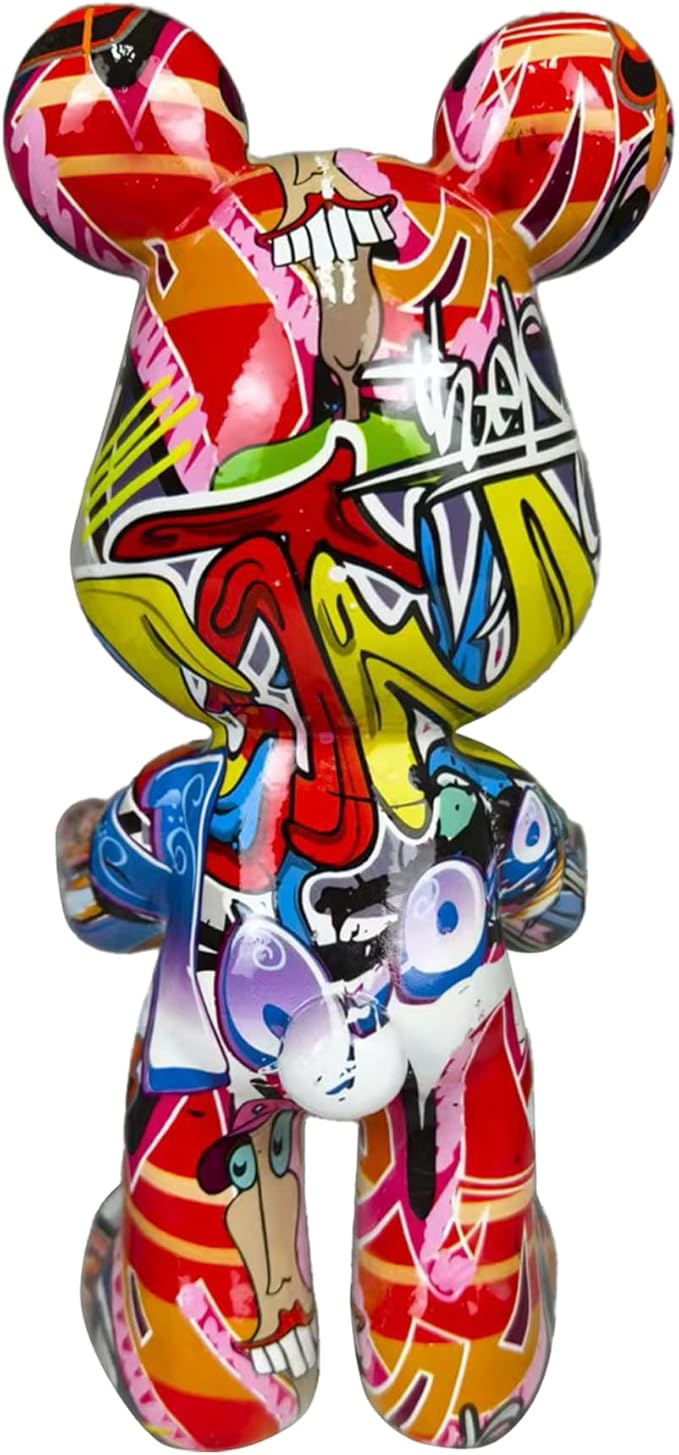 Bear Statue Resin Tray Sculpture for Home and Office Decor, Suitable for Bedroom, Living Room, Office on Table, Desktop, Shelves and Cabinet (Graffiti)