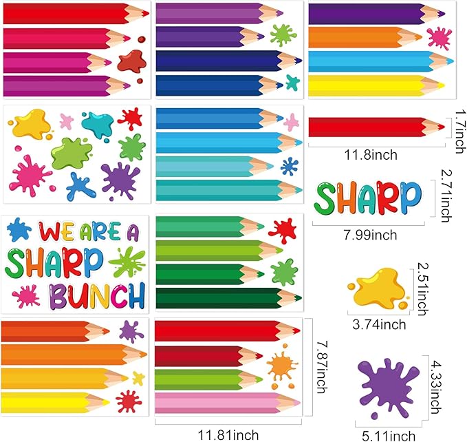 9 Sheets Back to School Window Clings Stickers First Day of School Pencil Double-Sided Window Decals for Welcome Back to School Party Supplies School Home Wall Glass Blackboard Decorations