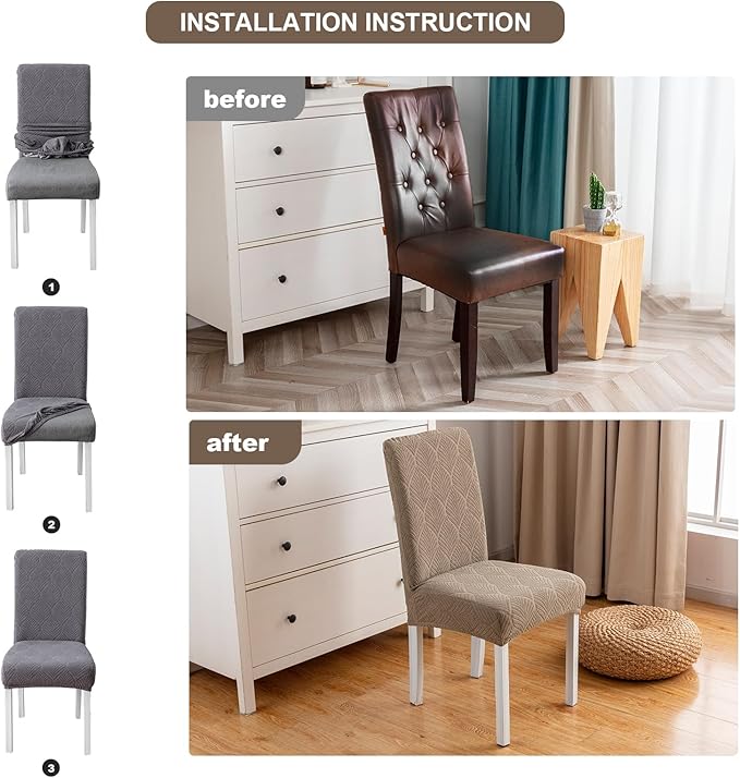Waterproof Dining Chair Covers, Chair Covers for Dining Room, Stretch Parsons Chair Slipcover, Removable, Washable for Dining Room Kitchen Chair Protector Cover