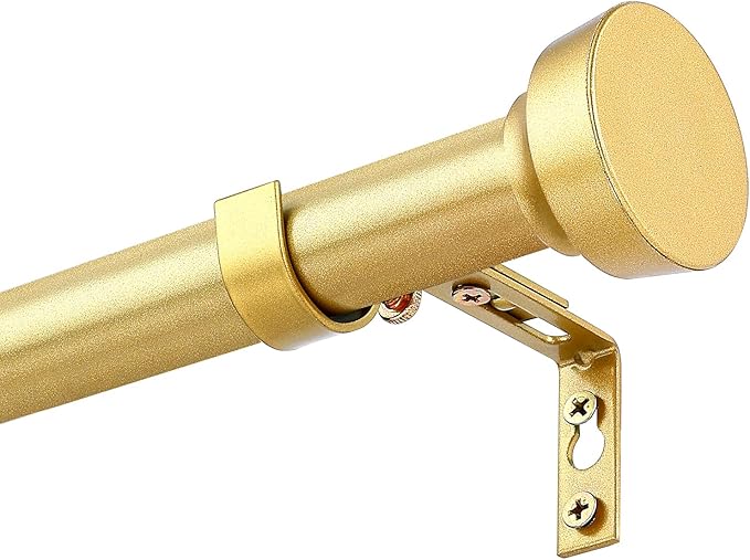 Rustic Curtain Rod, Industrial Curtain Rods for Windows 48 to 86 Inches, Blackout Wrap Around Curtain Rod, for Indoor and Outdoor, Simple Modern Design, 30 to 86 Inches, Gold