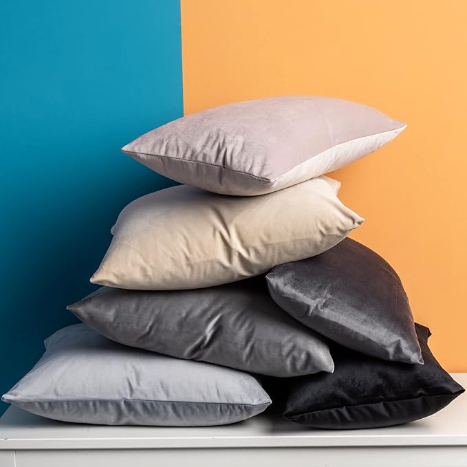 JUSPURBET Grey Decorative Pillow Covers Set of 2 Velvet Throw Pillow Covers for Couch Sofa Bed Soft Euro Cushion Covers Cases with Hidden Zipper for Living Room Home Decor 28x28 inch