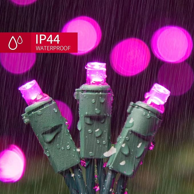 LAMPHOME 100 Count Pink - 21.6FT LED String Lights, Mini LED Lights for Indoor/Outdoor Home Holiday Party Wedding Independence Day Decoration