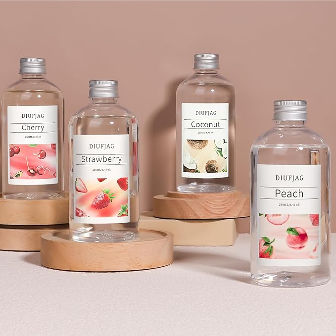 Strawberry Reed Diffuser with 10 Fiber Sticks, 8.45 oz Reed Diffusers for Home Essentials Bathroom,Last up to 60 Days