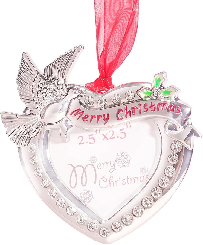Christmas Tree Ornaments Home Decor Christmas Decorations Xmas Gifts Decorations Holiday Keepsake Gift Pendant Can Insert Photos (White Dove)