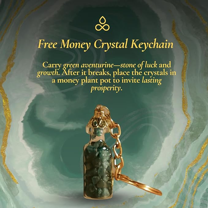 Attract Money Incense Sticks - for Manifestating Abundance (80+ Sticks) with Aventurine Crystal Keychain for Unlocking Wealth | Spicy Aroma of Cinnamon Incense & Clove