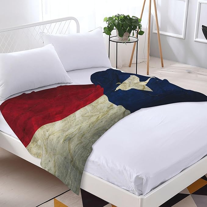 Texas Flag Throw Blanket Soft Plush Fleece Blankets Warm Cozy Lightweight Fuzzy Blanket for Bed Sofa Couch Home Decor 60"X50"