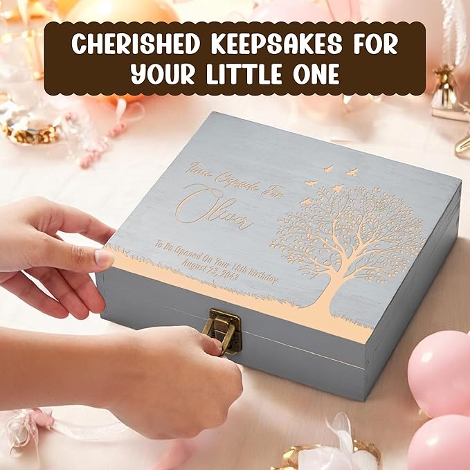 Personalized Time Capsule Memory Box – Custom Engraved Wooden Keepsake Box for Couples, Love Notes, Photos & Letters – Valentine’s, Anniversary, Wedding & 18th Birthday Milestone Gift