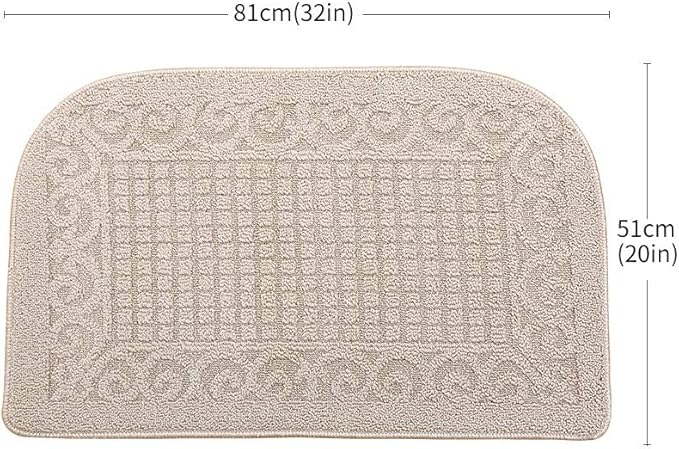COSY HOMEER 32X20 Inch Anti Fatigue Kitchen Rug Mats are Made of 100% Polypropylene Half Round Rug Cushion Specialized in Anti Slippery and Machine Washable,Beige(2 pcs)