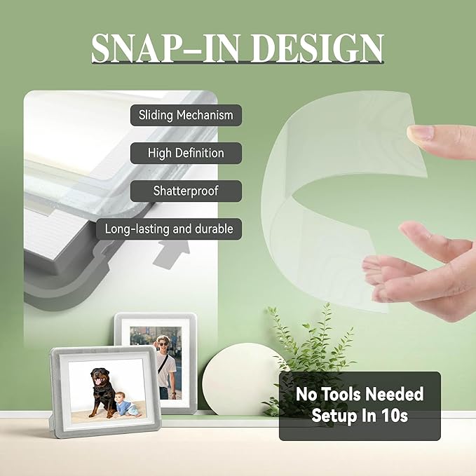 5x7 Picture Frame, Clear Acrylic Photo Frame with White Mat for 4x6 Photos, One-Piece Shatterproof Tool-Free Design, UV-Resistant Waterproof Tabletop Frame for Home Office Decor with 10-Year Warranty