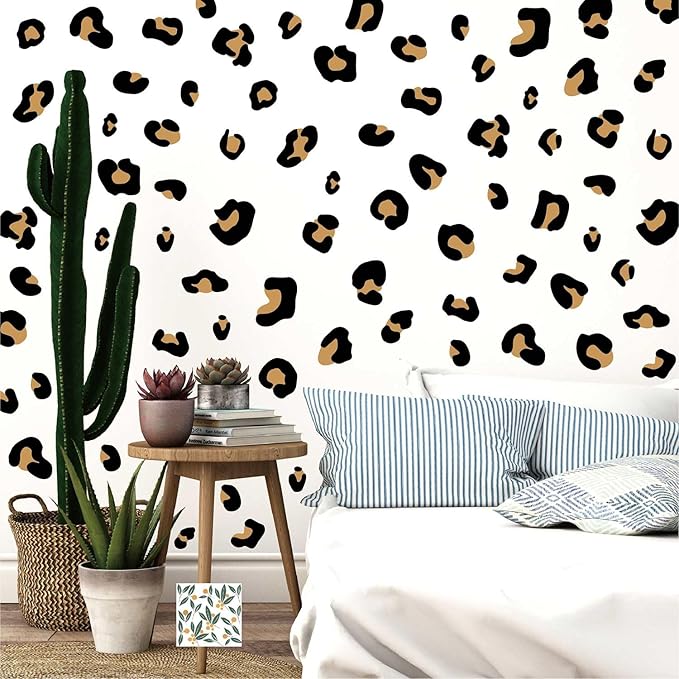 10 Sheets 290Pcs Leopard Wall Decals Removable Peel & Stick Wall Stickers Self-Adhesive Animal Print Vinyl Decor for Nursery,Car,Door,Home,Bedroom,DIY Easy Installation