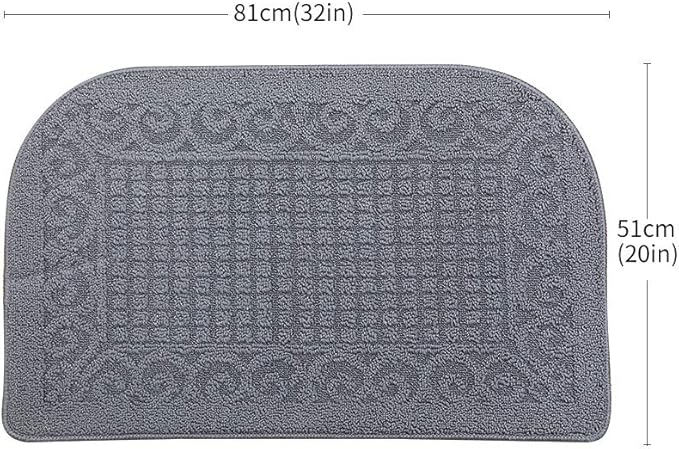 COSY HOMEER 32X20 Inch Anti Fatigue Kitchen Rug Mats are Made of 100% Polypropylene Half Round Rug Cushion Specialized in Anti Slippery and Machine Washable (Grey 2pcs)