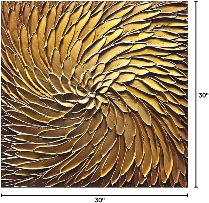 YaSheng Art -30x30inch Large Abstract Art Oil Paintings on Canvas metal golden Gradient color Abstract Artwork Modern Home Decor Canvas Wall Art Ready to Hang for Living Room Bedroom