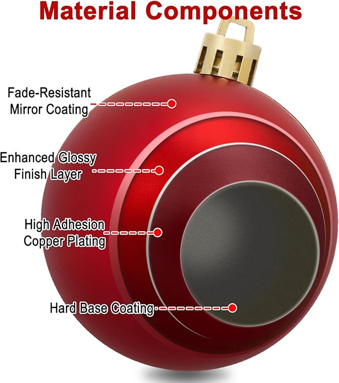 AMS 34ct Christmas Ball Mini Ornaments Party Decorations Shatterproof Festival Pendant Hangings for Xmas Tree Decor(1.57''/40mm,Red)