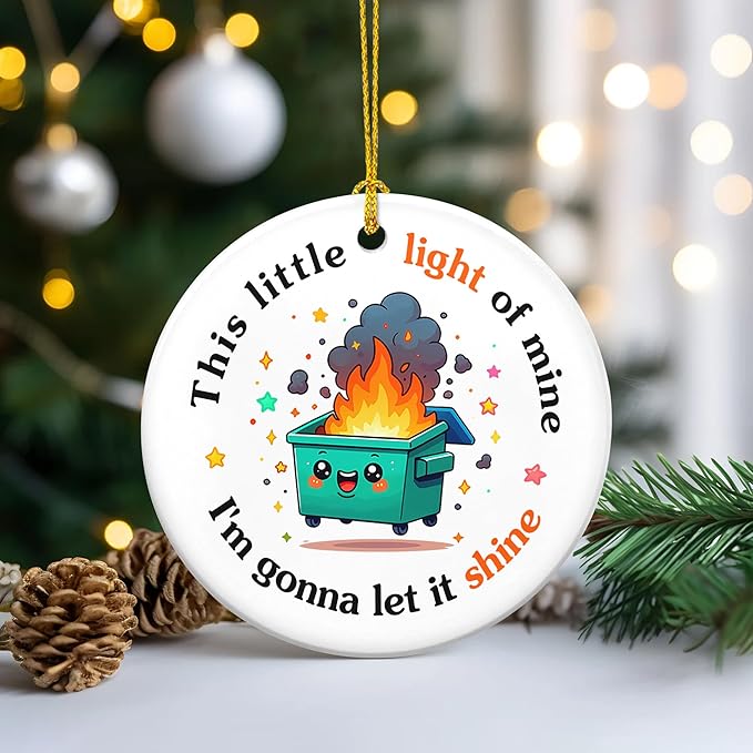 Christmas Funny Work Gifts for Coworkers - Ceramic Dumpster Fire Christmas Ornaments 2025 - Appreciation Gift for Work Bestie Friend, Stocking Stuffers, Gag Gift, White Elephant Gifts Women Men