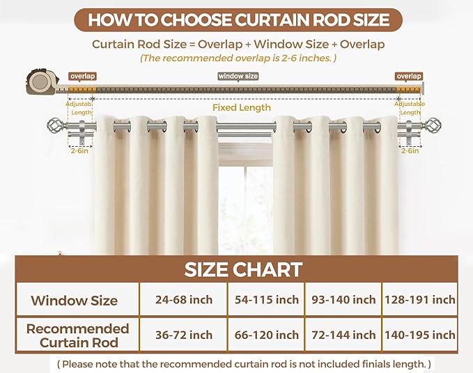 KAMANINA 1 Inch Double Curtain Rod 72 to 144 Inches (6-12 Feet), Antique Silver Heavy Duty Curtain Rods for Windows 66 to 120, Telescoping Drapery Rods with Twisted Cage Finials