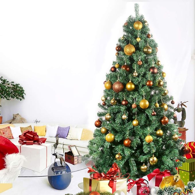 Bronze & Gold 2.5" Christmas Balls Christmas Tree Decoration Ornaments Shatterproof Hanging Balls for Birthday Halloween Holiday Wedding Decorations Set of 36pcs