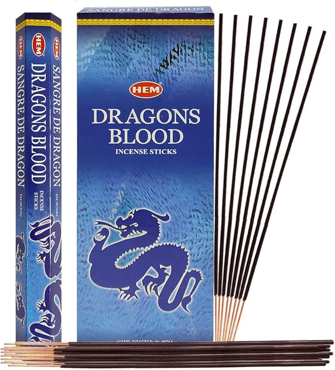 Dragon's Blood Blue Incense Sticks and Incense Stick Holder Bundle Insence Insense Hem Incense Sticks