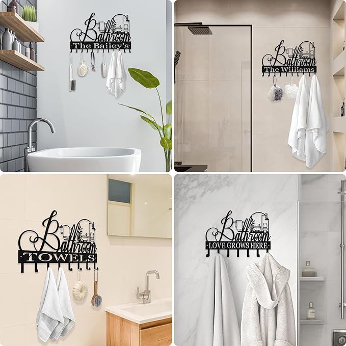 Personalized Metal Key Rack Hooks, Key Holder Wall Mounted Key Hooks, Bathrom Theme Wall Decoration Hooks, Key Hanger Organizer for Living Room, Entryway, Bathroom, Office Decor