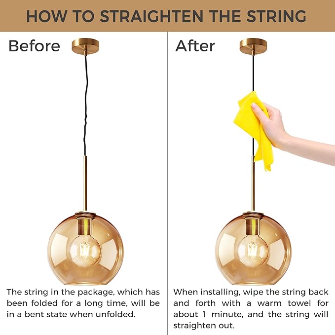 Amber Glass Pendant Lights Kitchen Island Lighting Globe Pendant Light Fixtures Modern Pendant Lighting for Kitchen Island Bedroom Living Dining Room Light Fixture(7.9in, 3-Pack)