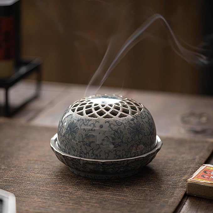 Incense Burner,Mosquito Coil Holder Ceramic Incense Stick Holder,Incense Cone Holder,Elegant Cone Incense Burner Set for Office Yoga and Livingroom Decor Home (Width-4.26)
