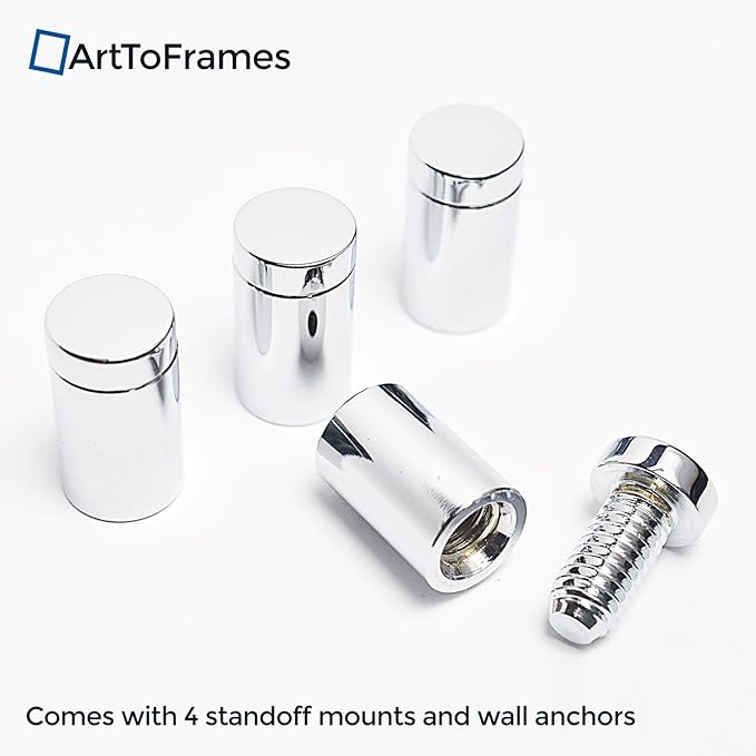 ArtToFrames Floating Acrylic Frame for Pictures Up To 12x16 inches (Full Frame is 16x20) with 13x19mm Polished Chrome Acrylic Standoff Hardware, Acrylic-109-12x16-69 Made in The USA