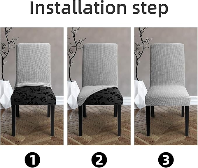 Chair Covers for Dining Room - Stretch Chair Slipcovers for Decorative Seat Protector Armless Removable Washable Elastic Dinner Universal Spandex Solid Chair Slip Covers Set…