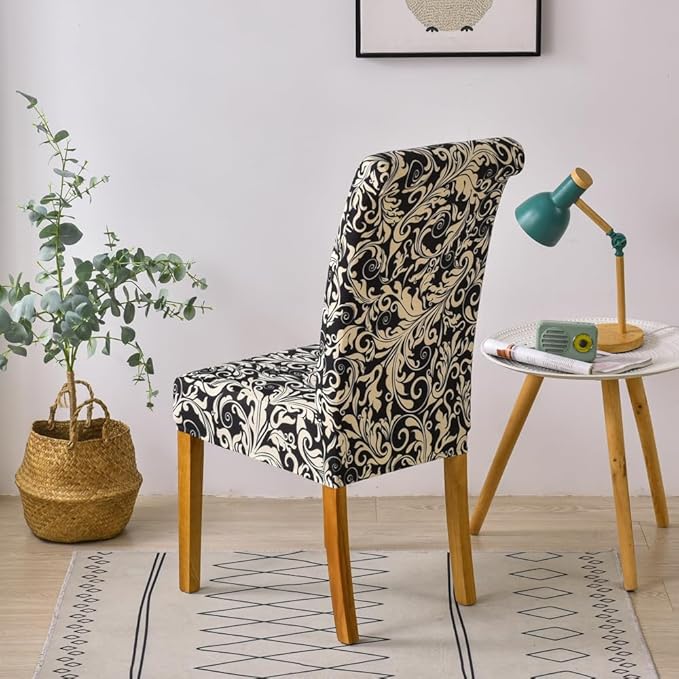 Senllori Dining Room Chair Covers Set of 6,Printed Pattern Parsons Chair Slipcovers Removable Washable Kitchen Seat Dining Chairs Protector Cover for Home or Party