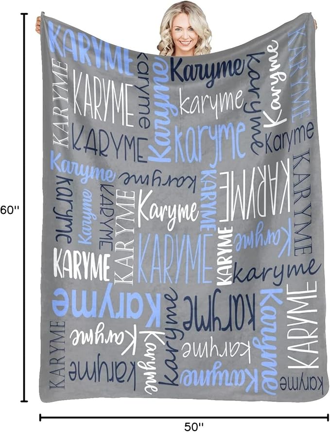 Personalized Blankets with Names Baby Gifts for Girls Boys Custom Soft Fleece and Sherpa Name Blanket for Kids and Adults Birthday for Daughter Son Granddaughter Grandson (Dark Grey)