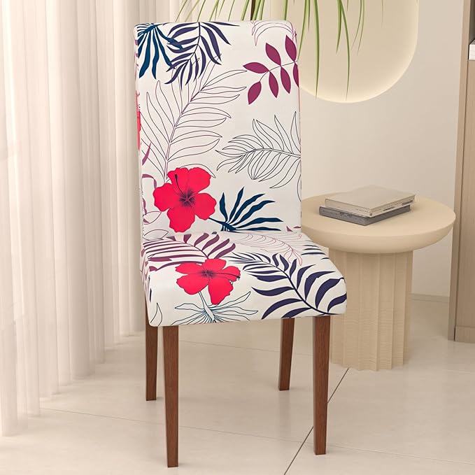 Stretch Dining Chair Covers Set of 4,Floral Print Chair Covers,Soft Removable Washable,Pet Friendly Furniture Protector,Universal Chair Slipcovers for Home, Kitchen,Ceremony Dining Room Seat