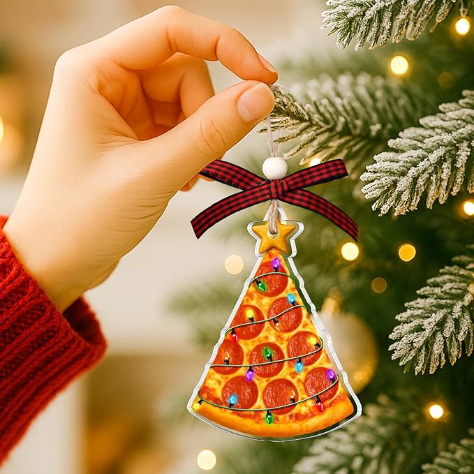 Pizza Ornament - Pizza Ornaments for Christmas Tree - Gifts for Pizza Lovers - Food Ornaments for Christmas Tree - Food Lovers Gifts for Women, Men - Acrylic Pepperoni & Cheese Pizza Ornament 2025