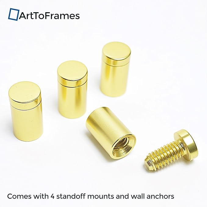 ArtToFrames Floating Acrylic Frame for Pictures Up to 4x6 inches (Full Frame is 8x10) with Gold Standoff Wall Mount Hardware, Acrylic-109-4x6-71