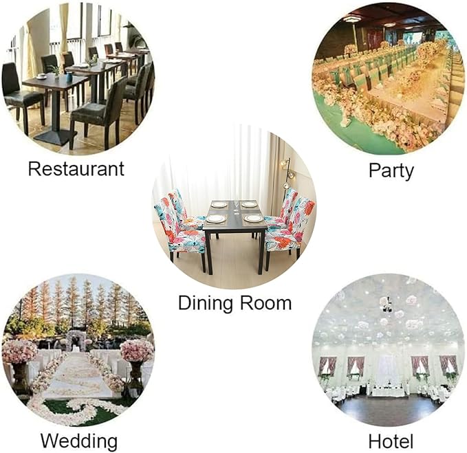 Stretch Chair Covers Slipcovers Set of 4 Printed Stretchable Dining Chair Slipcover Washable Removable for Kitchen,Hotel,Restaurant