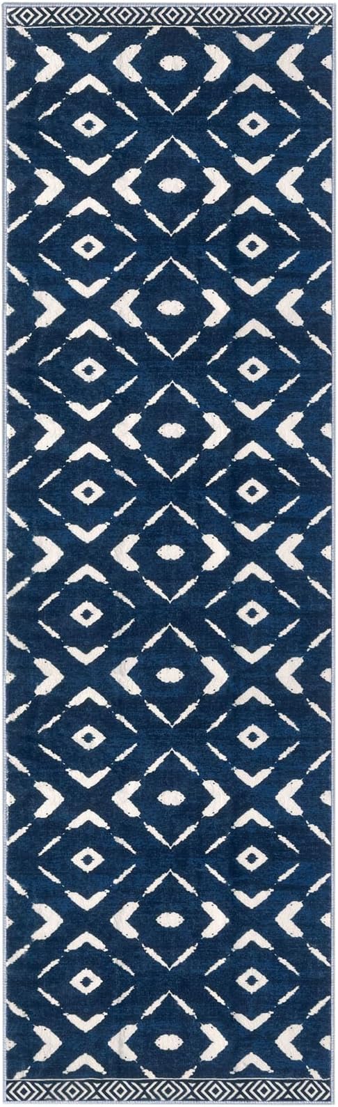KILOCOCO Hallway Runner Rug 2'x8' Runners for Hallways Soft Washable Runner Rugs Non Slip Printed Low-Pile Runners for Bedroom Kitchen Living Room Laundry Room Boho Rugs, Blue