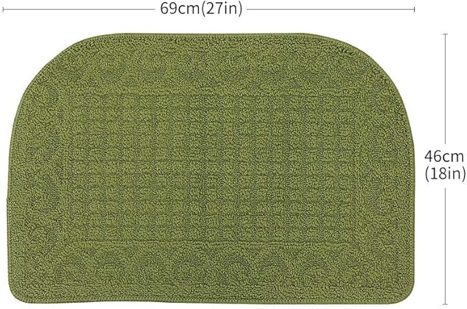 COSY HOMEER 27X18 Inch Anti Fatigue Kitchen Rug Mats are Made of 100% Polypropylene Half Round Rug Cushion Specialized in Anti Slippery and Machine Washable (Green 2pcs)