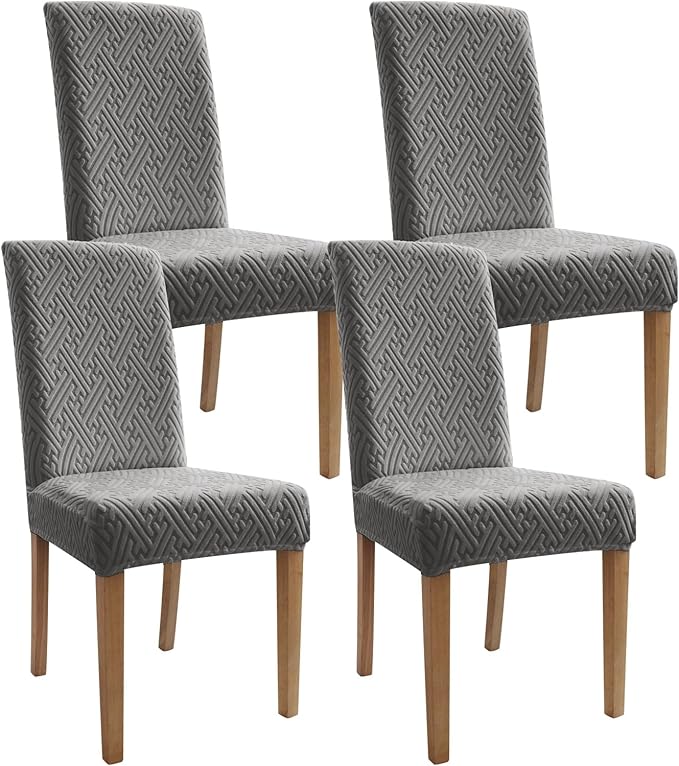 Chair Covers, Dining Room Chair Covers, Anti-cat Scratch, Washable, Regular Size, Chair Covers 4 Pack, for Kitchen, Hotel, Meeting
