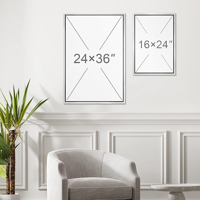 MUDECOR Framed Canvas Print Wall Art Set Abstract Landscape Nature Wilderness Illustration Modern Art Decorative Realism Rustic Vintage for Bedroom - 16"x24"x3 White