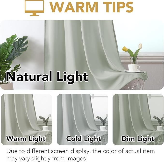H.VERSAILTEX Sheer Curtains 84 inches Long No-See-Through Farmhouse Curtains for Living Room Light Filtering Semi Sheer Curtain for Bedroom Privacy Window Curtain Drapes 2 Panels Rod Pocket, Sage