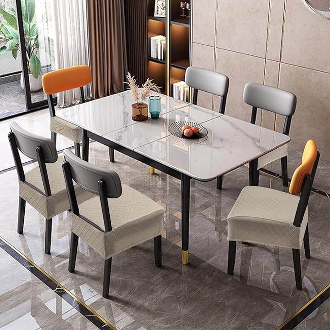 Genina Waterproof Seat Covers for Chairs,Set of 4 Dining Room Chair Seat Covers for Kitchen,Stretch Jacquard Removable Washable Dining Chair Slipcovers Protectors,No Rear Covers, Taupe
