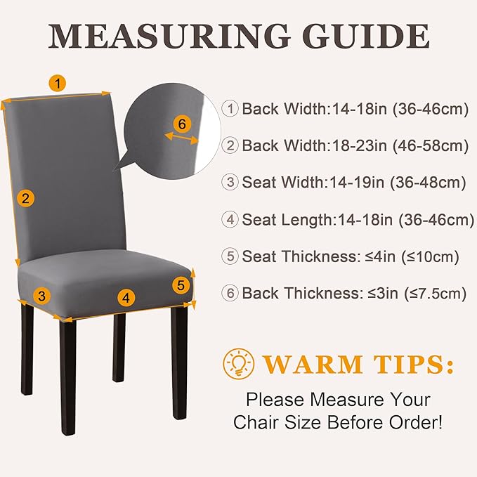 Sufdari Dining Chair Covers,Kitchen Chair Cover,Parsons Chair Slipcover,Spandex Chair Protectors for Dining Room Stretch Chairs Cover Set of 2 -Gray