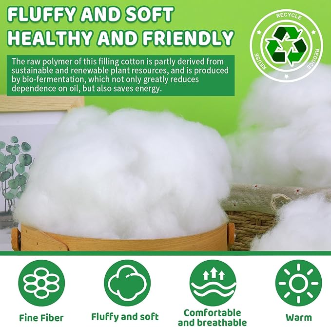 GarfxG Polyfill Stuffing 3.3LB/1500G, Christmas Decorations Indoor, Artificial Snow White Clouds Cotton for Decoration, Fluffy Snow Blankets for Winter Mantle Village, Nativity