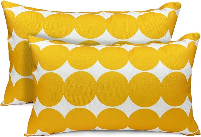 Decorative Throw Pillow Covers Set of 2 Chrome Yellow Fashion Polka dot Pillow Covers 12x20 Inch Throw Pillow Cover Linen Pillowcase Farmhouse Outdoor Pillow Covers for Couch Sofa Bedroom
