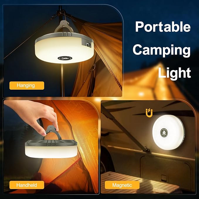 Camping String Lights,4 in 1 Portable 32.8FT Light,Rechargeable Outdoor String Lights with 8 Lighting Modes,Hanging Portable LED Lamp for Christmas,Garden,Camping Essentials