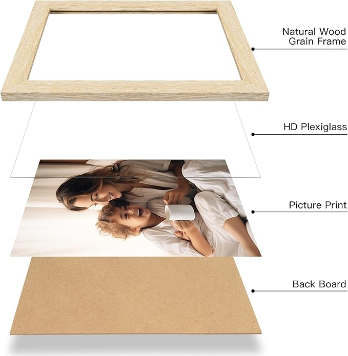 16x24 Picture Frame Set of 3, Natural Wood Grain 16x24 Frames for Horizontal and Vertical Wall Mounting (3 pack,Natural)