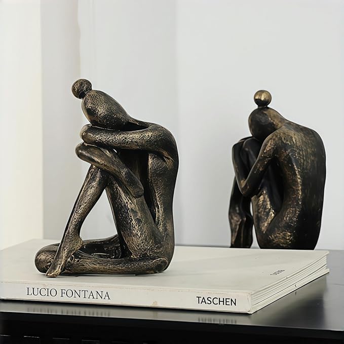 Decorative Resin Bookends for Shelves - Heavy Duty Book Ends Holder, Stopper for Office Desk, Bookshelf Organizer, Book Support (2 Pack)