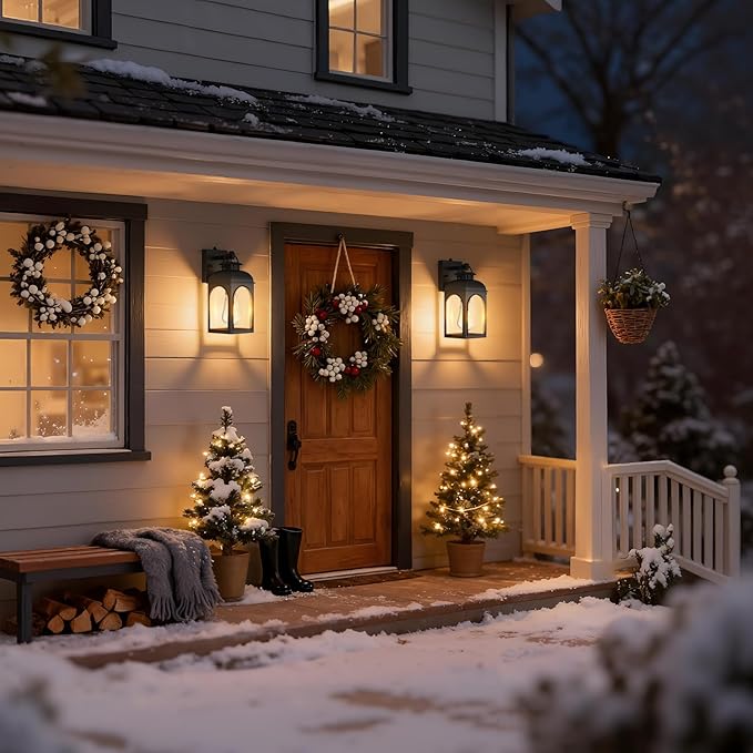 Dusk to Dawn Outdoor Lighting, Black Porch Lights Outdoor Light House Wall Mount Fixture Waterproof Lamp Exterior Lantern Fixture Outside Wall Sconces for Patio Garage Doorway