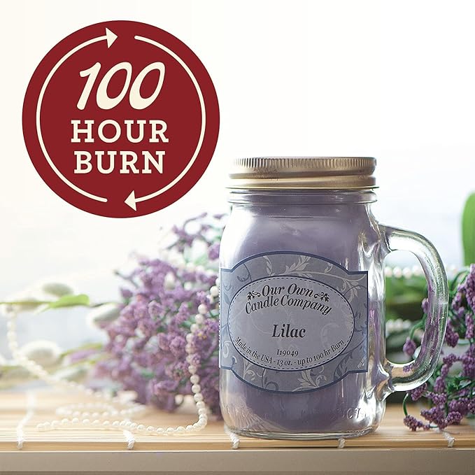 Our Own Candle Company, Mulberry Scented Mason Jar Candle, 100 Hour Burn Time, 13 Ounces